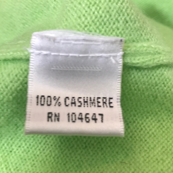 Talbots Lime Green Cashmere V-Neck Sweater Size LP - Picture 3 of 8